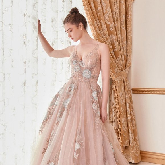 Andrea and Leo Dresses & Skirts - NEW LONG SLEEVELESS EMBROIDERED FLORAL TULLE BALL GOWN WITH ZIPPER BACK AL A0893